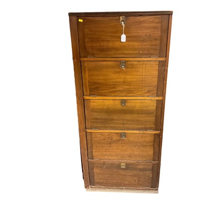 Lot 1467 - Mahogany cabinet with five fall front drawers and brass flush handles