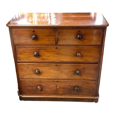 Lot 1394 - Victorian mahogany chest of two short and three long drawers, 119cm wide, 51cm deep, 119cm high