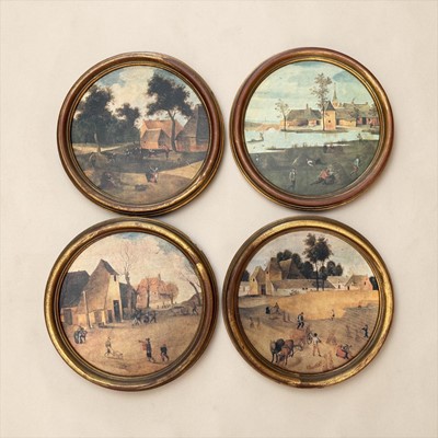 Lot 1224 - After Abel Grimmer, set of four circular prints - The Four Seasons, in gilt frames