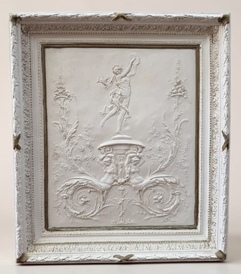 Lot 1223 - 19th century style French 'Barbedienne Bas-Relief' panel after Constant Sevin, in decorative white and gilt painted frame, 86cm x 75cm overall