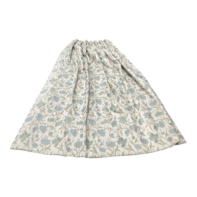 Lot 231 - 2 pairs of interlined curtains with blue flower decoration on a cream ground, 202cm long x 187cm wide