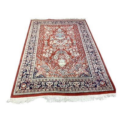 Lot 1424 - Two red and blue rugs, 200cm x 137cm and 162cm x 86cm