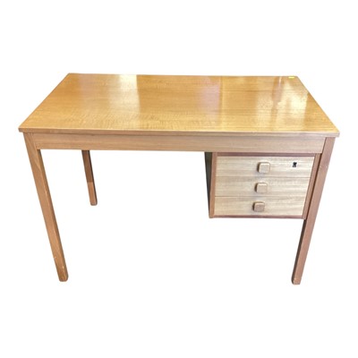 Lot 1462 - Danish Mid century teak desk with three drawers