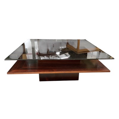 Lot 1442 - Stylish glass and rosewood two tier coffee table