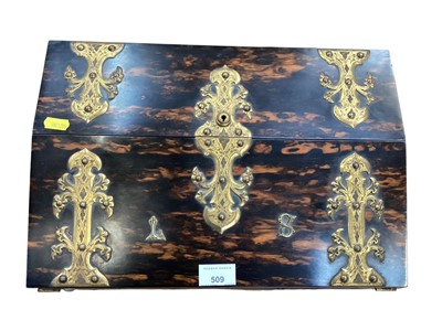 Lot 509 - Good quality Victorian Gothic influence Coromandel & gilt brass mounted writing slope by Leuchars Piccadilly (1)