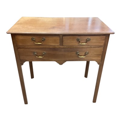 Lot 1456 - Georgian mahogany lowboy with three drawers, 76cm wide, 45cm deep, 74.5cm high