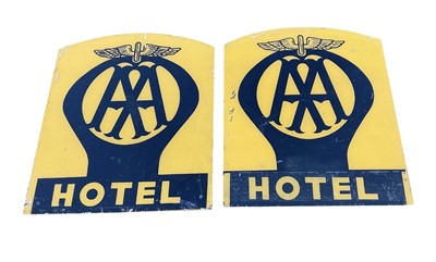 Lot 13 - Pair of large vintage Perspex AA Hotel signs, each measuring approximately 57.5 x 49cm (2).