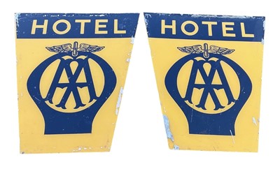 Lot 12 - Pair of large vintage Perspex AA Hotel signs, each measuring approximately 53 x 47.5cm (2).