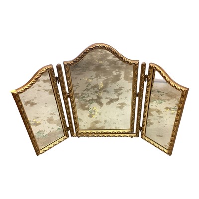 Lot 1474 - Gilt framed tryptich dressing table mirror