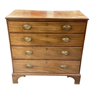 Lot 1476 - Nineteenth century mahogany chest of four drawers, 93cm wide, 48cm deep, 94.5cm high