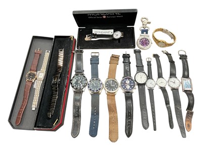 Lot 1026 - Mondaine Railways watch in case, together with various other watches including Timex, Rado, Sekonda, Accurist etc