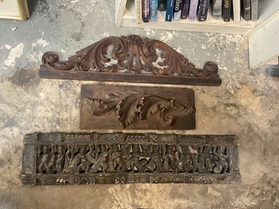Lot 204 - Two 19th Century continental carved panels, alongside an Indian carved panel.