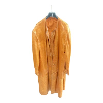 Lot 45 - Vintage brown leather motoring coat
