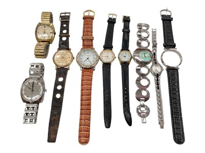 Lot 1049 - Vintage Accursit Automatic stainless steel wristwatch, one other Accurist gold plated watch on leather strap and a group of other watches