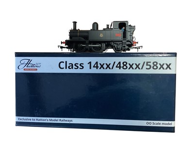 Lot Hattons OO Gauge BR black early emblem tank engines including 0-4-2 Class 58xx ~ 5819, with box H1410, 0-6-0T (weathered) P Class ~ 31566, with box H4-P-007 and 0-6-0T P Class ~ 31027 with box H...