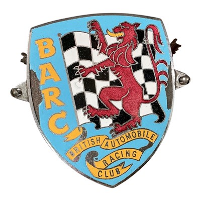 Lot 5 - Vintage chromium and enamel British Automobile Racing Club, (BARC) members badge, stamped GL 1057, W.O. Lewis Ltd, Birmingham to reverse.