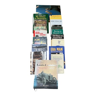 Lot 24 - Lot vintage car books including 'The history of English Racing Automobiles Limited' in slip case and other racing books . (3 boxes)
