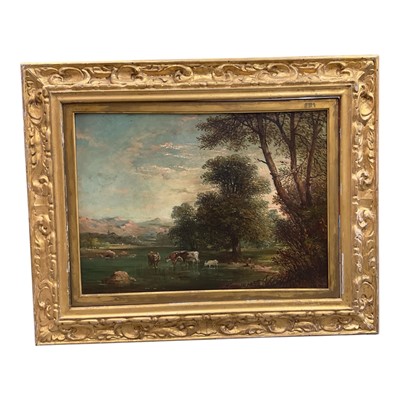 Lot 1253 - 19th century oil on canvas of Ogwen, North Wales, titled verso 'On the river, Ogwin, N.W.' Signature indistinguishable.