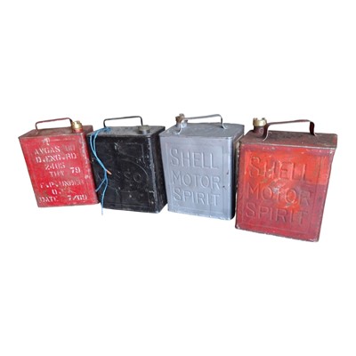 Lot 46 - Group of four fuel cans to include Esso and two Shell Motor Spirit, (4).