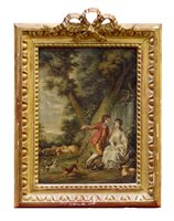 Lot 1135 - Follower of Boucher, 18th century oil on...