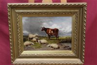 Lot 1244 - Dixon Clark (1849 - 1944), oil on canvas - cow...