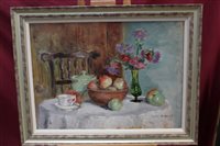 Lot 1156 - 20th century oil on board - still life of...