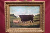 Lot 1175 - J. Whitmore, 19th century Naive oil on canvas -...