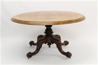 Lot 1330 - Victorian burr walnut loo table, the oval...