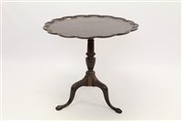 Lot 1402 - George III and later carved tilt-top table...
