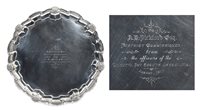 Lot 205 - George V silver salver of circular form, with...