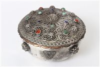 Lot 236 - Middle Eastern or Indian white metal box of...