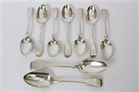 Lot 262 - Seven Georgian and Victorian silver fiddle...