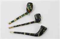 Lot 141 - Three 18th century Whieldon-type pipes with...