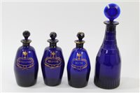 Lot 10 - Georgian Bristol blue glass decanter with...