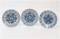 Lot 12 - Three 18th century Chinese export blue and...