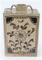 Lot 25 - Antique Chinese pottery vase of rectangular...