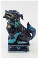 Lot 33 - Antique Chinese blue glazed porcelain temple...