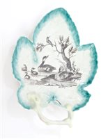 Lot 96 - Rare 18th century Worcester leaf-shaped and...