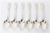 Lot 383 - Set of six George IV Irish silver fiddle with...