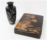 Lot 672 - Japanese cloisonné vase of slender baluster...
