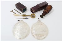 Lot 675 - Two Indo-Portuguese carved mother of pearl...