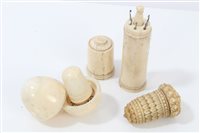 Lot 714 - 19th century carved ivory thimble case in the...