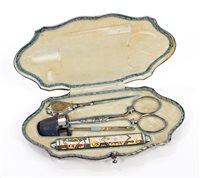 Lot 716 - 19th century Continental damascened steel etui...