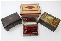 Lot 724 - 19th century French mahogany workbox of small...