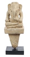 Lot 761 - Early Indian carved stone figure of Ganesh, on...