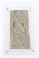 Lot 764 - Antique Chinese glazed terracotta relief tile...