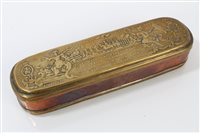 Lot 809 - 18th century German brass and copper tobacco...