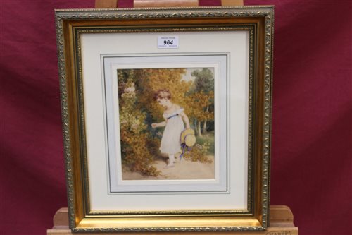 Lot 964 - Rowland Ward, 1828 watercolour - young girl...