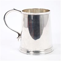 Lot 237 - Fine quality 1930s silver mug of tapering form,...