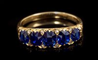 Lot 510 - Victorian sapphire ring with five oval mixed...